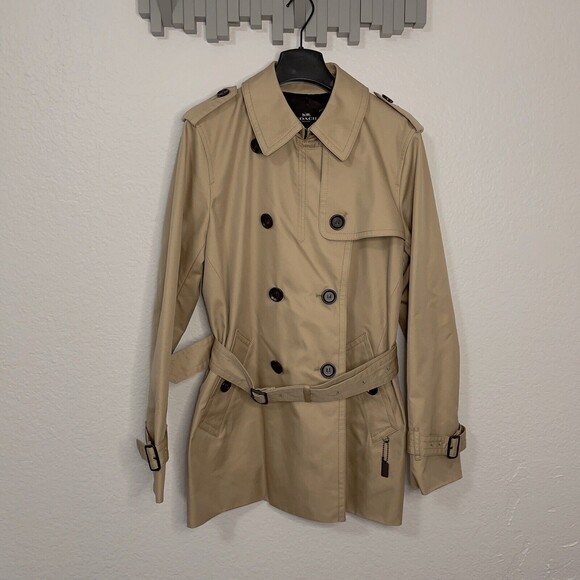 Coach 91472 Signature Lapel Short Trench Coat NWT Khaki Large - Picture 1 of 16